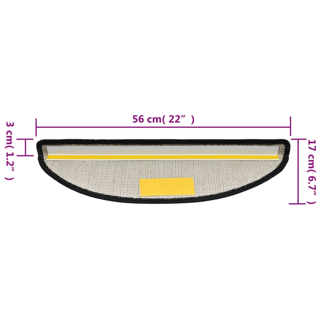 Prostirke za stepenice 15 kom 56x17x3 cm antracit poluokrugle