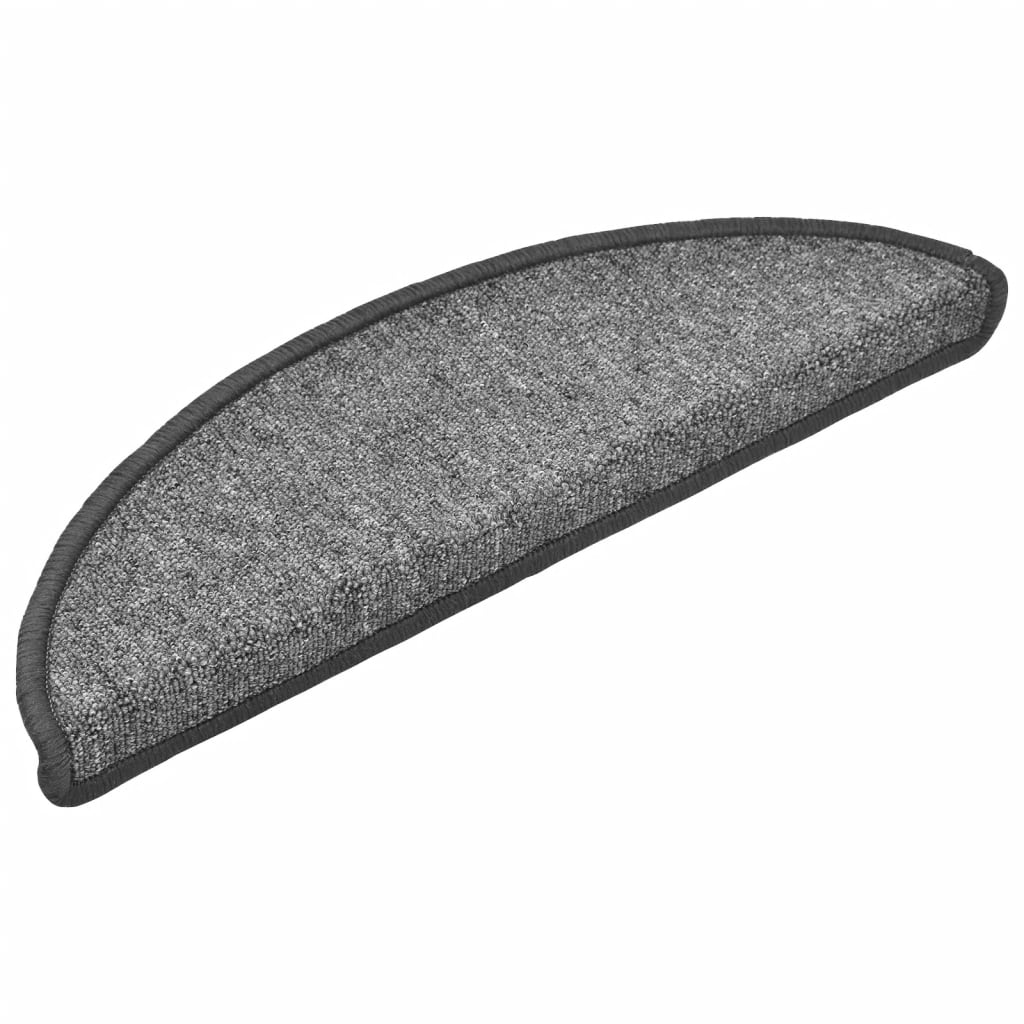 Prostirke za stepenice 15 kom 56x17x3 cm tamno sive poluokrugle