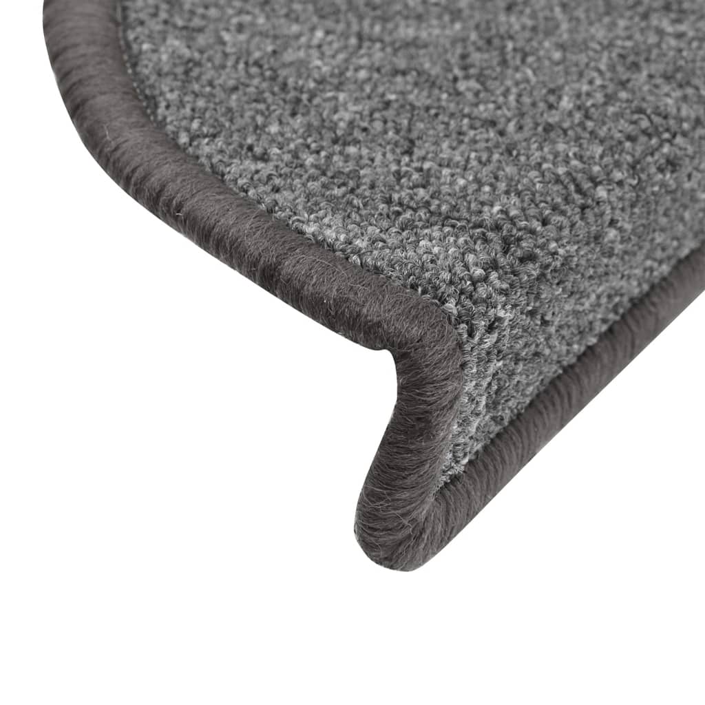 Prostirke za stepenice 15 kom 56x17x3 cm tamno sive poluokrugle