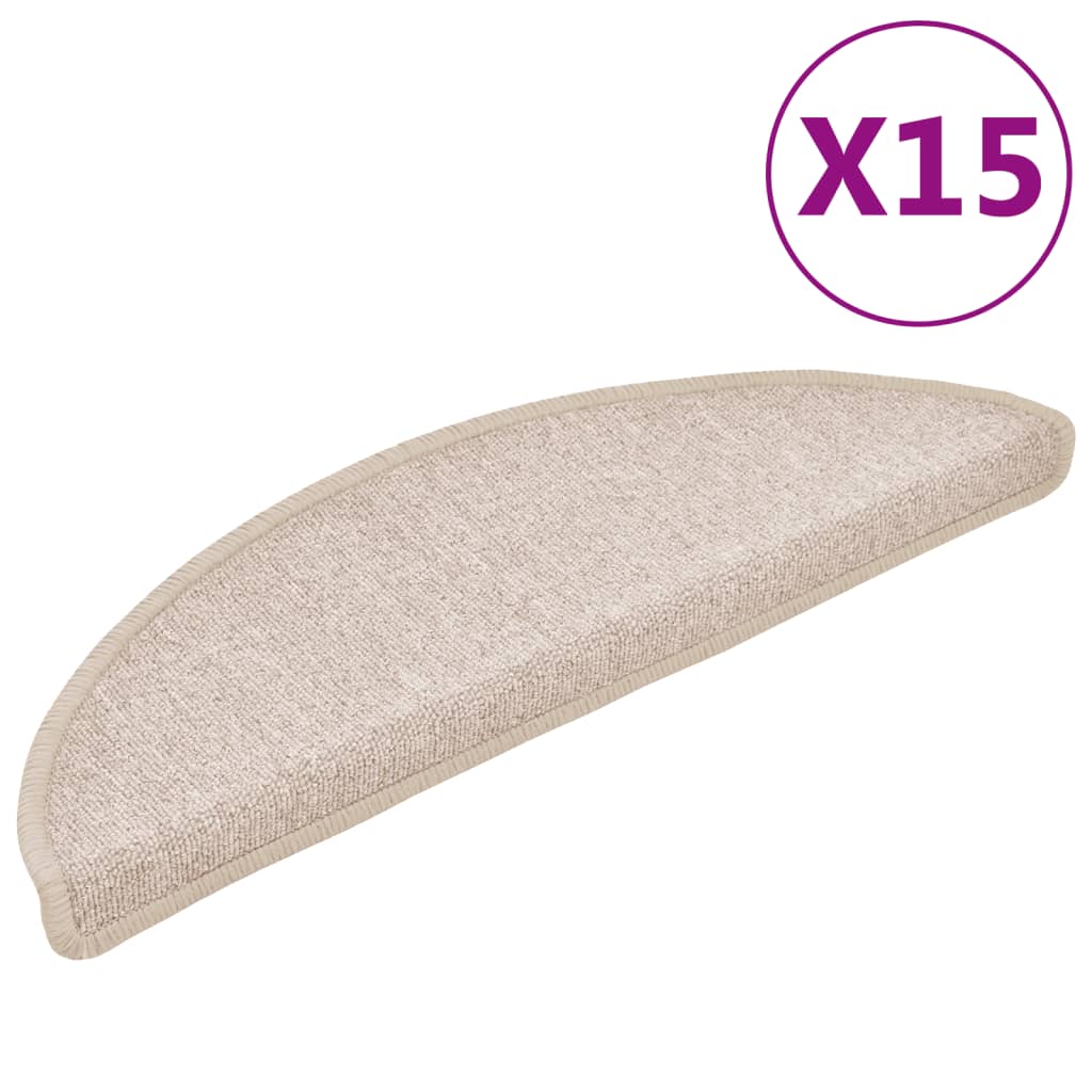 Prostirke za stepenice 15 kom 56x17x3 cm poluokrugle boje taupe