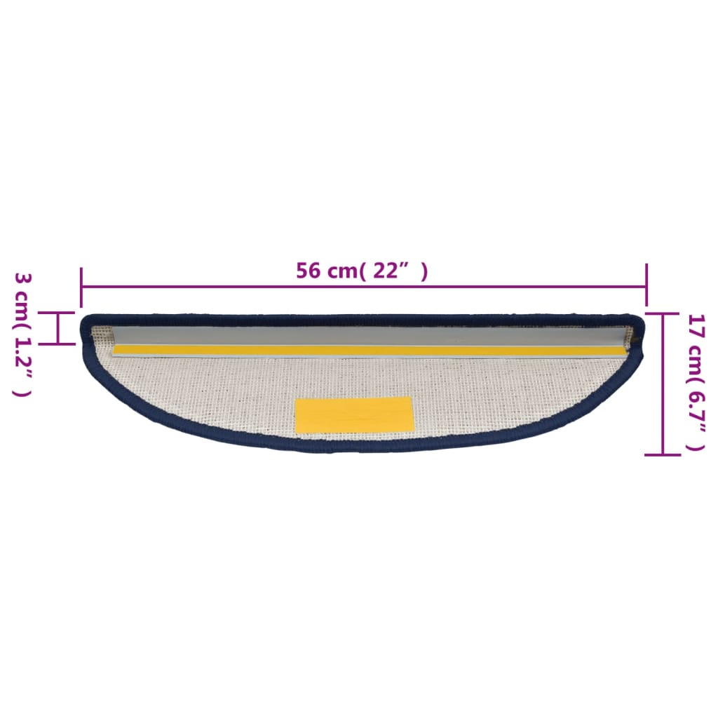 Prostirke za stepenice 15 kom 56x17x3 cm plave poluokrugle