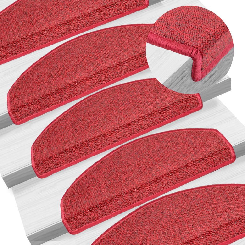 Prostirke za stepenice 15 kom 65x24x4 cm crvene poluokrugle velike