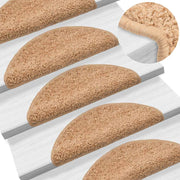 Prostirke za stepenice 15 kom 56x17x3 cm bež poluokrugle