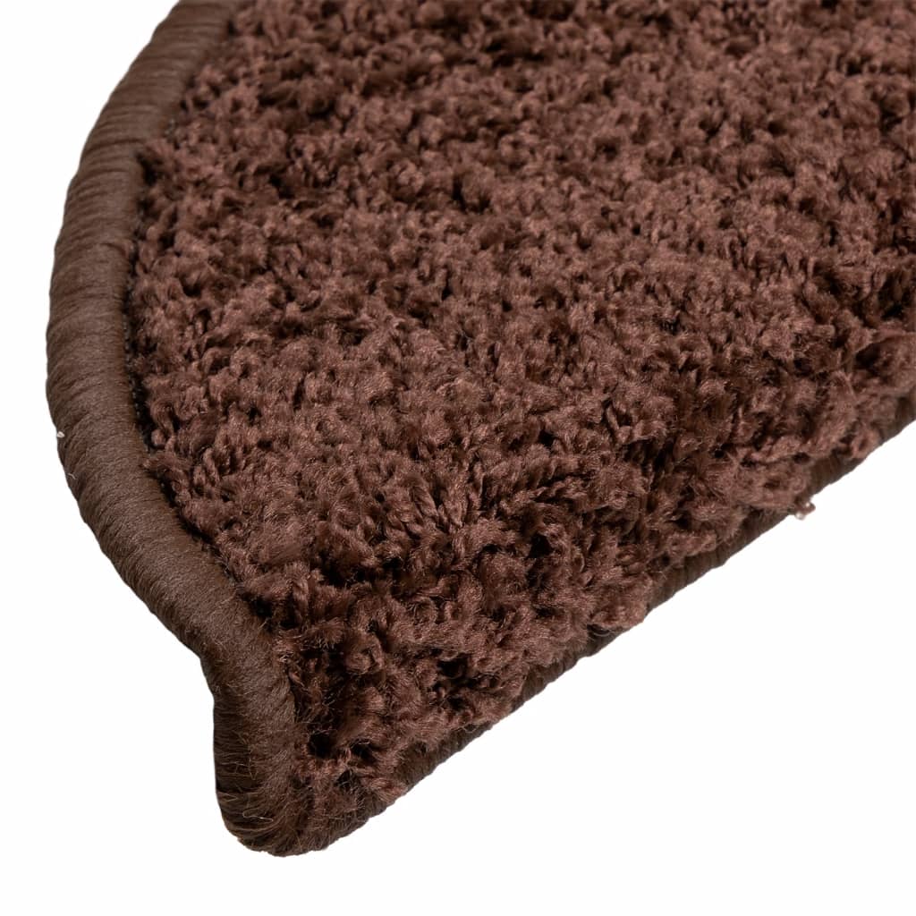 Prostirke za stepenice 15 kom 56x17x3 cm smeđe poluokrugle