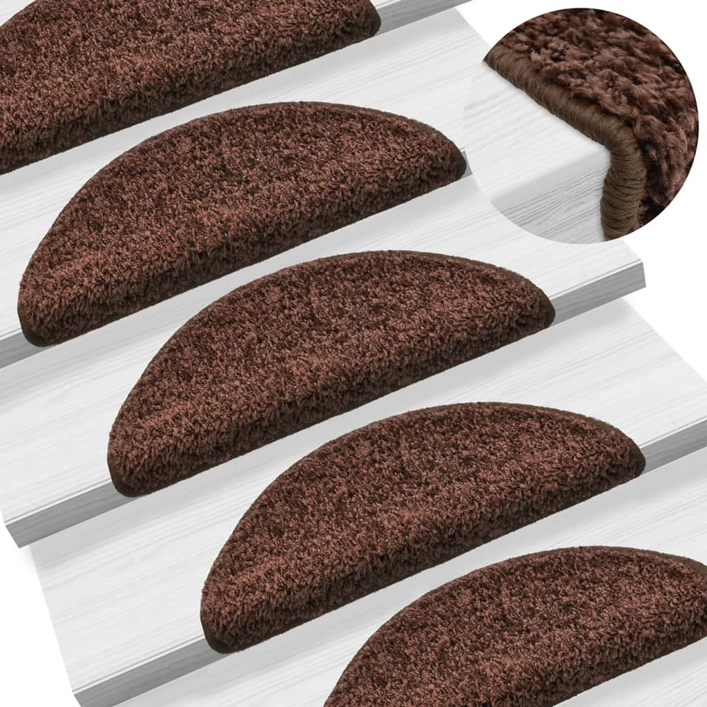 Prostirke za stepenice 15 kom 56x17x3 cm smeđe poluokrugle