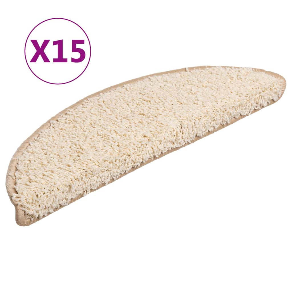 Prostirke za stepenice 15 kom 56x17x3 cm krem poluokrugle