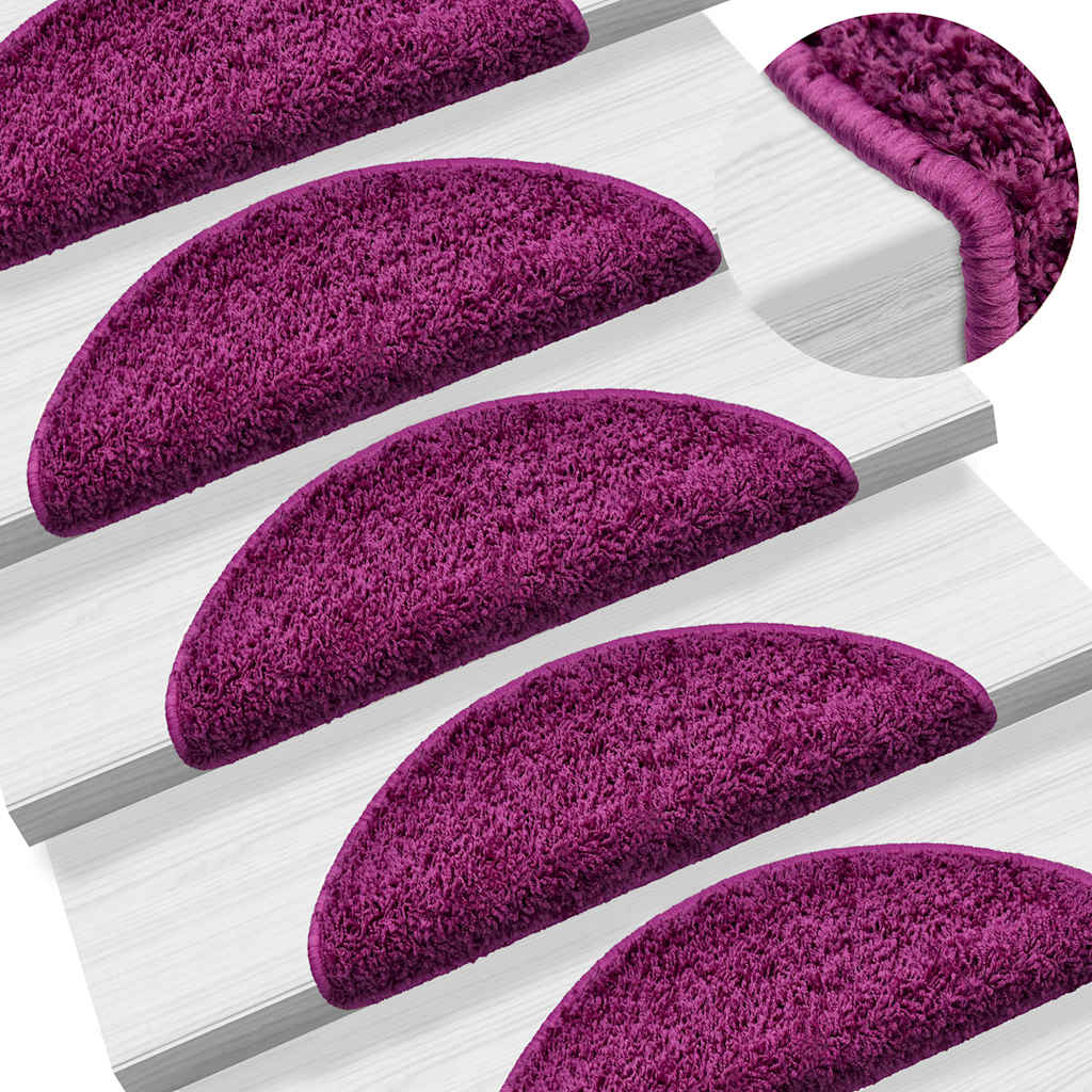 Prostirke za stepenice 15 kom 56x17x3 cm ljubičaste poluokrugle
