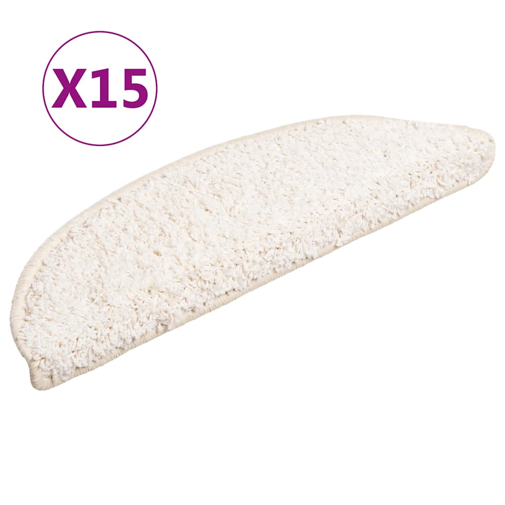Prostirke za stepenice 15 kom 56x17x3 cm bijele poluokrugle