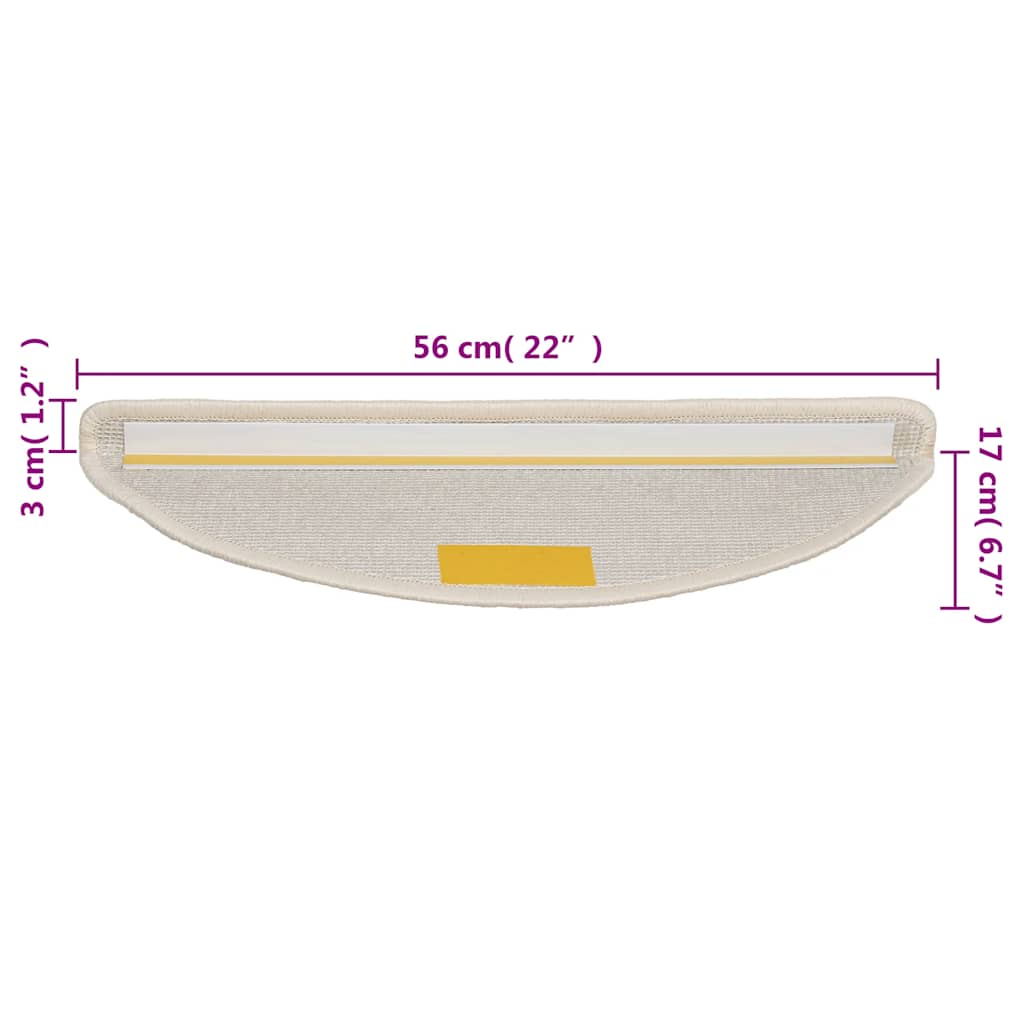 Prostirke za stepenice 15 kom 56x17x3 cm bijele poluokrugle
