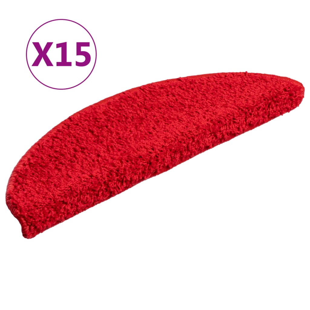 Prostirke za stepenice 15 kom 56x17x3 cm crvene poluokrugle