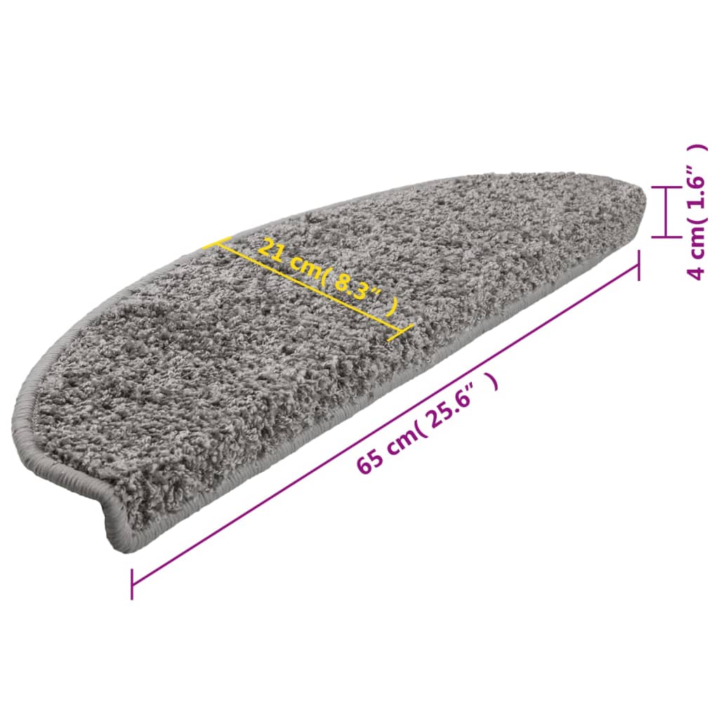 Prostirke za stepenice 15 kom 65x21x4 cm sive poluokrugle velike