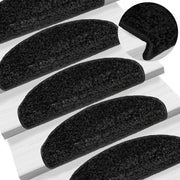 Prostirke za stepenice 15 kom 65x21x4 cm Crne poluokrugle velike