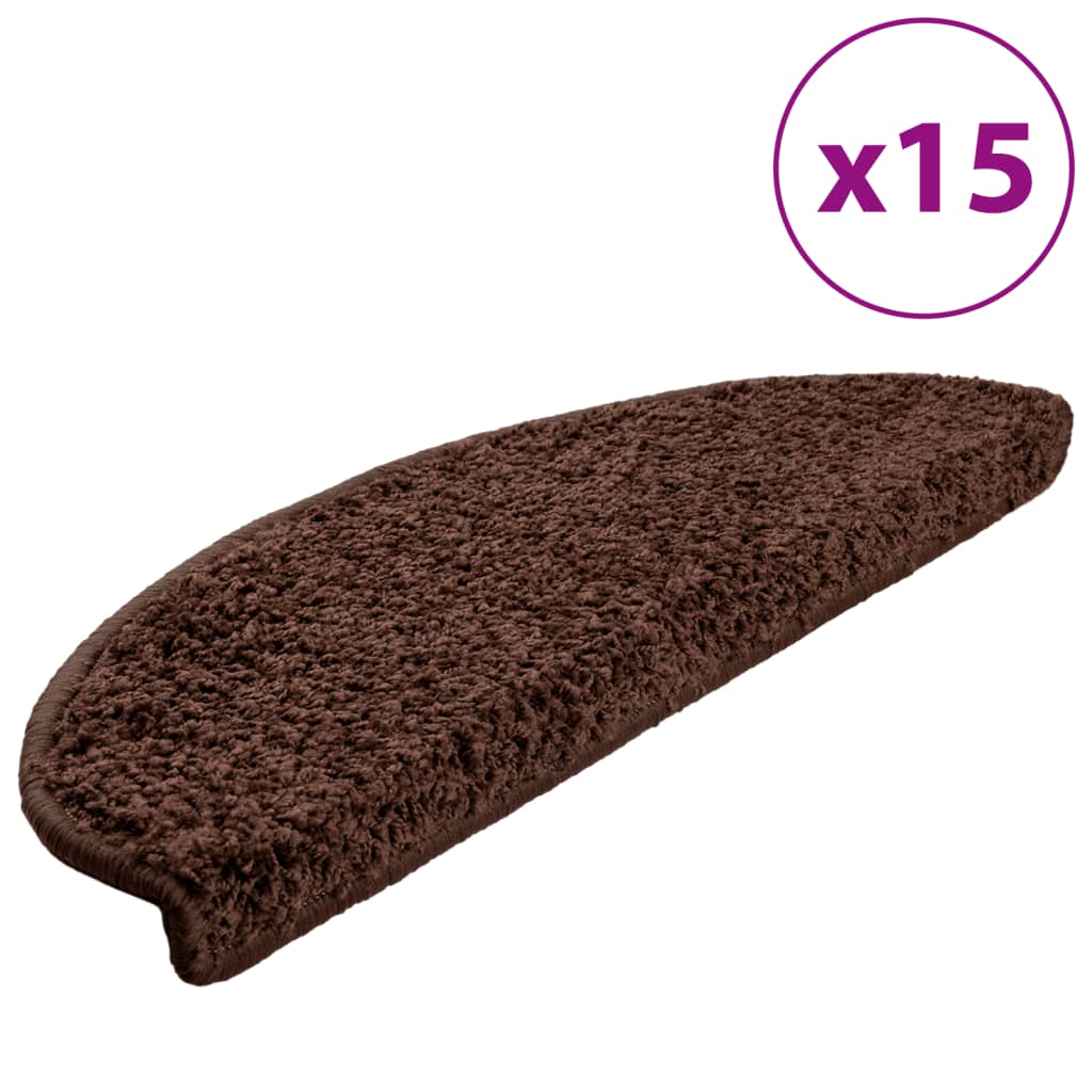 Prostirke za stepenice 15 kom 65x21x4 cm Smeđe poluokrugle velike
