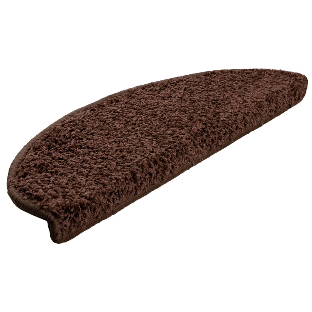 Prostirke za stepenice 15 kom 65x21x4 cm Smeđe poluokrugle velike