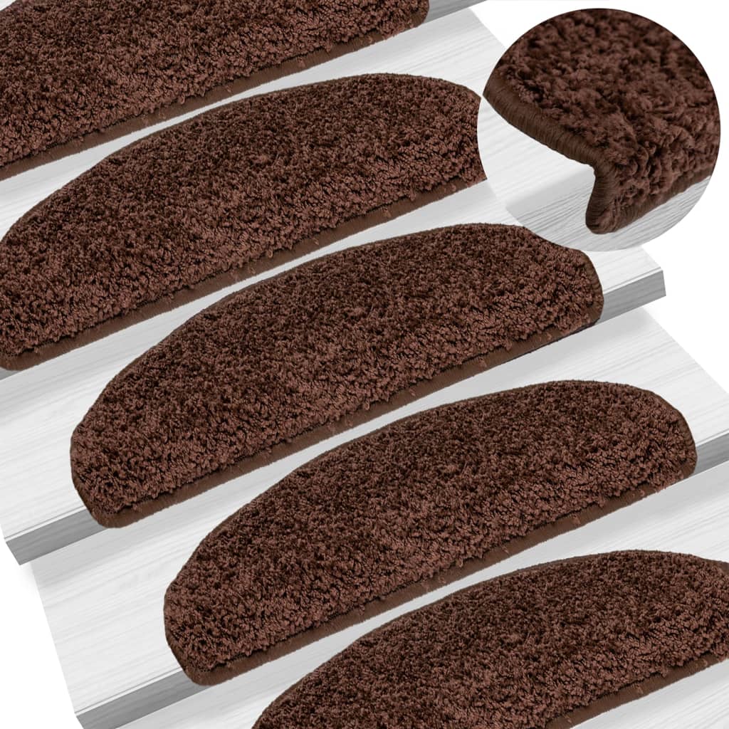 Prostirke za stepenice 15 kom 65x21x4 cm Smeđe poluokrugle velike