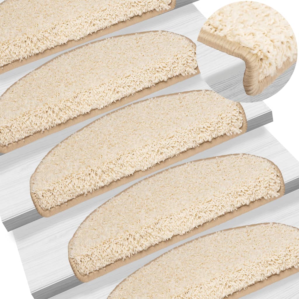 Prostirke za stepenice 15 kom 65x21x4 cm krem poluokrugle velike