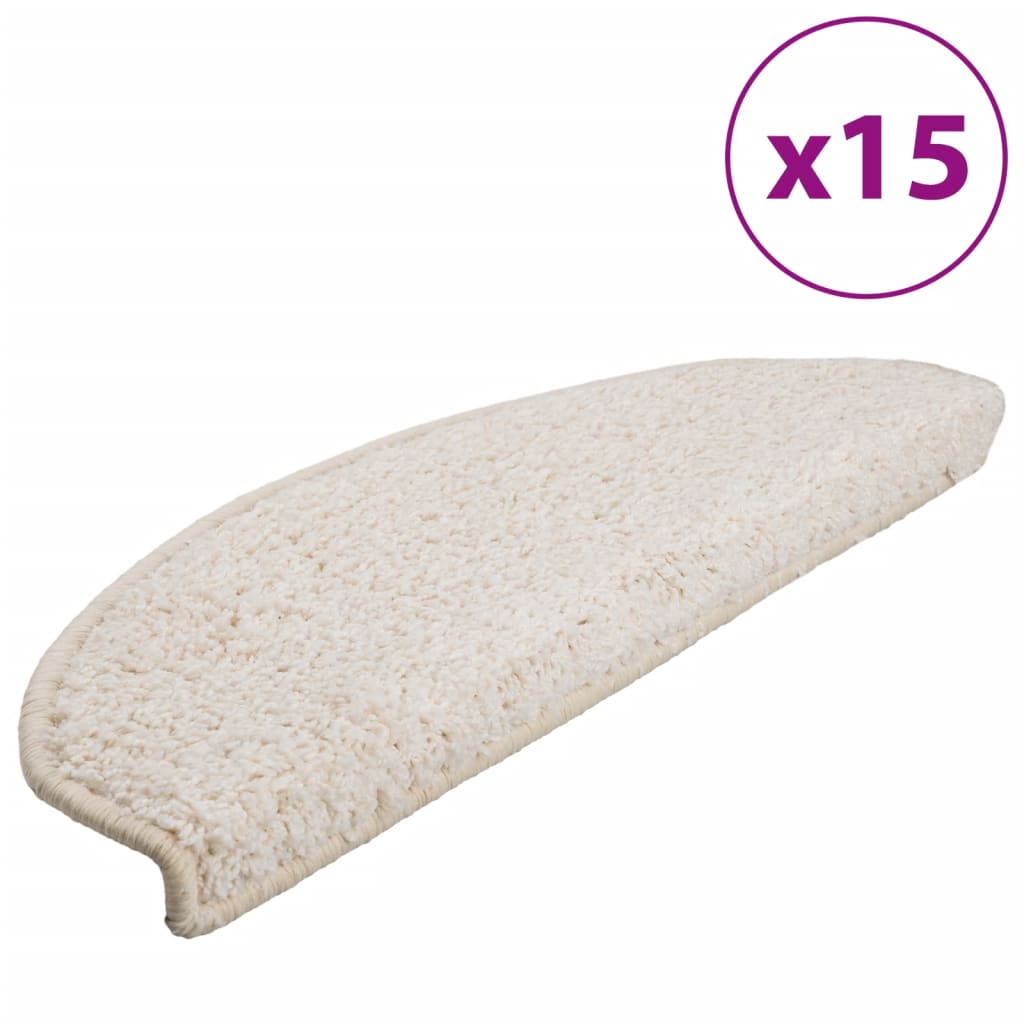 Prostirke za stepenice 15 kom 65x21x4 cm Bijele poluokrugle velike