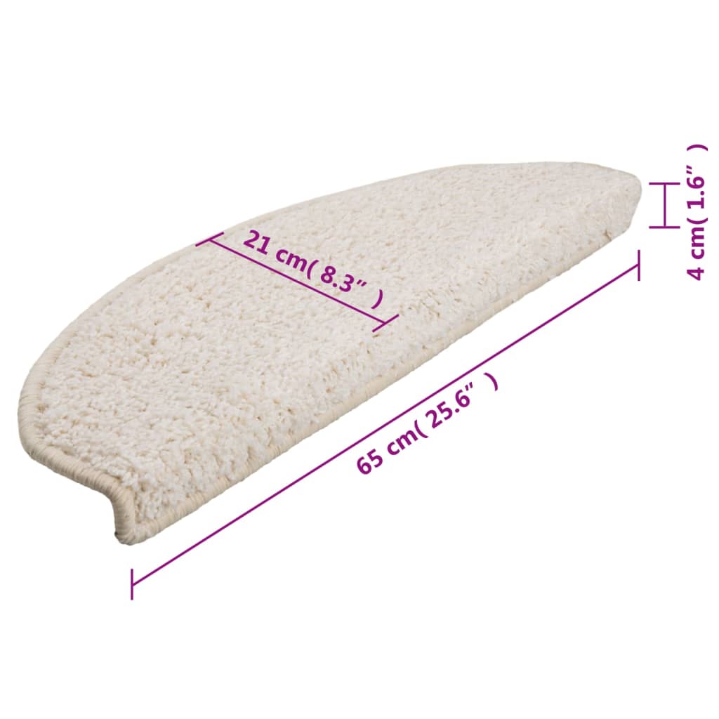 Prostirke za stepenice 15 kom 65x21x4 cm Bijele poluokrugle velike
