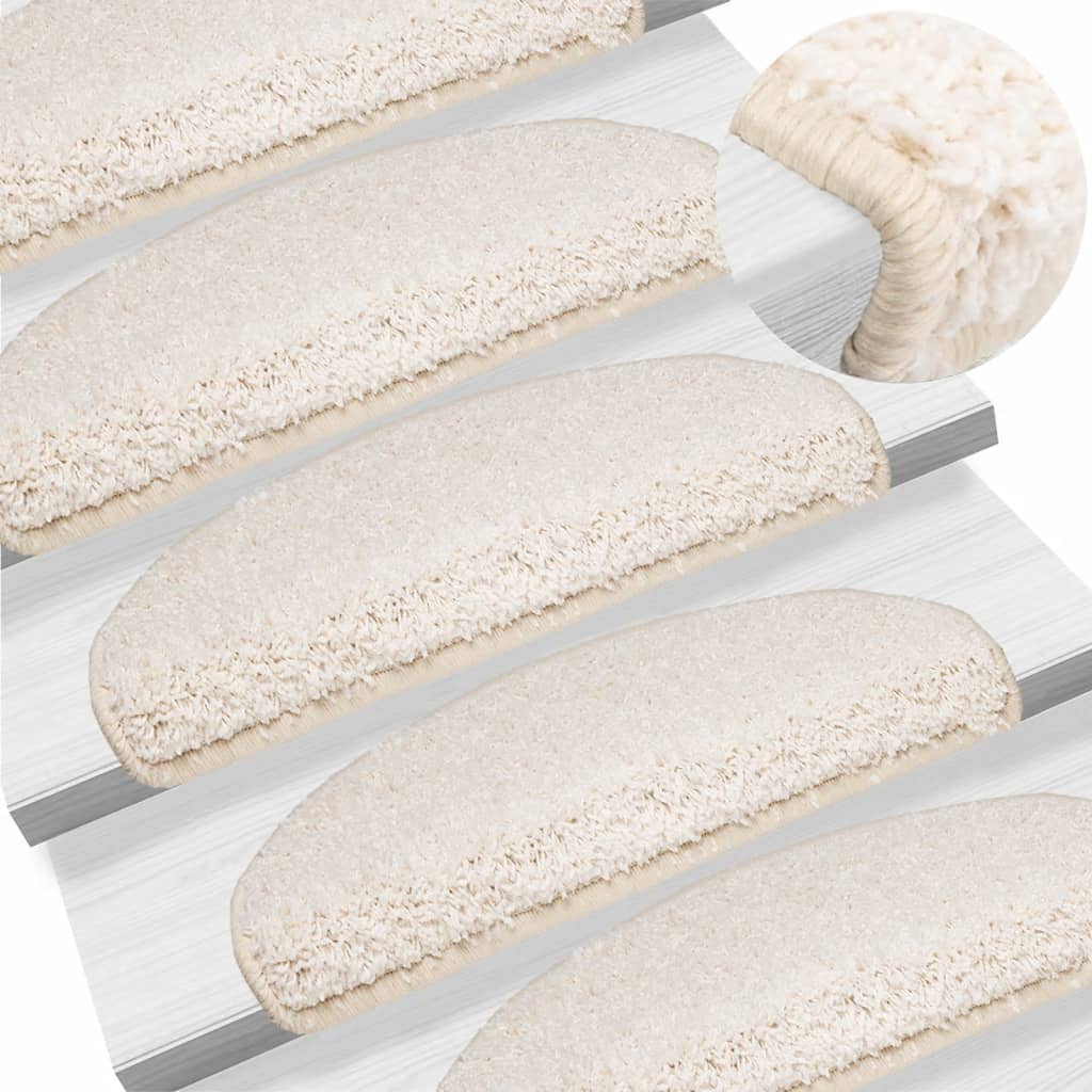 Prostirke za stepenice 15 kom 65x21x4 cm Bijele poluokrugle velike