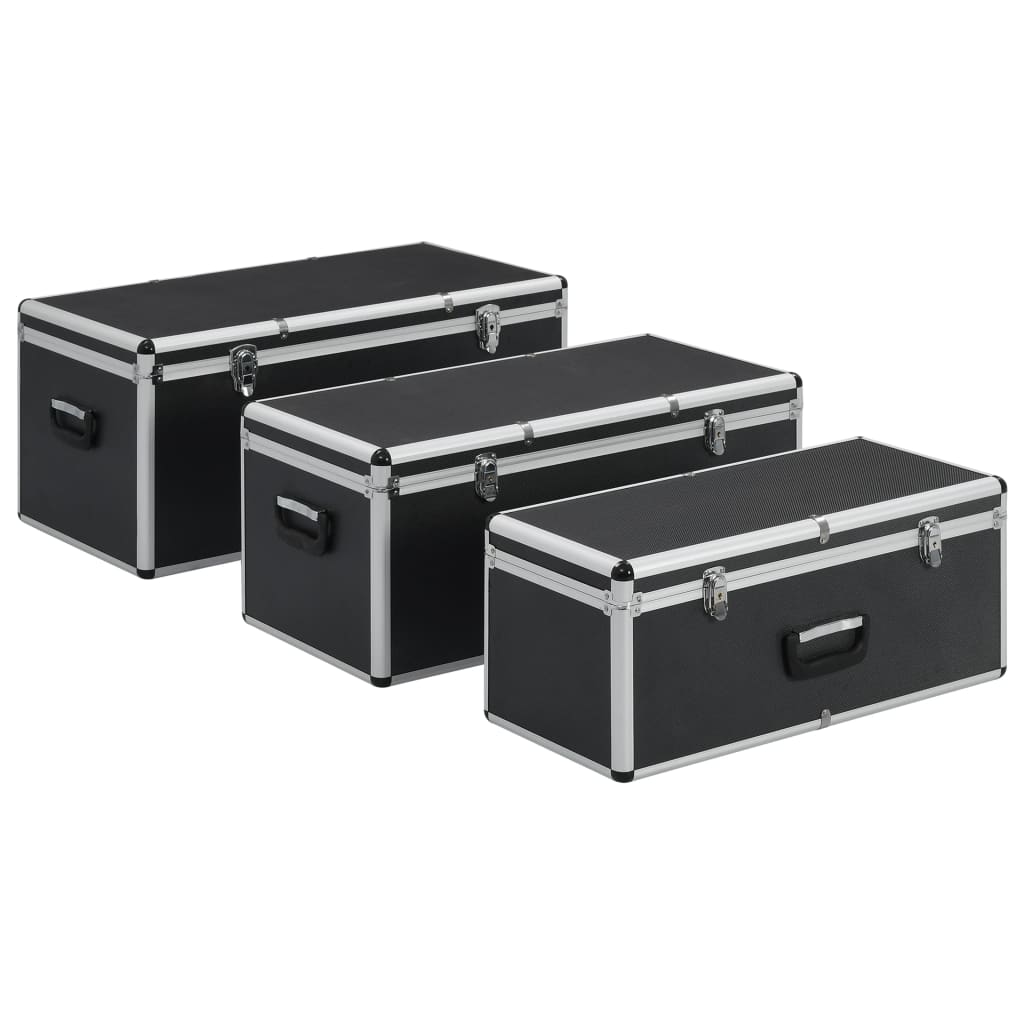 Kutije za pohranu 3 kom crne aluminijske