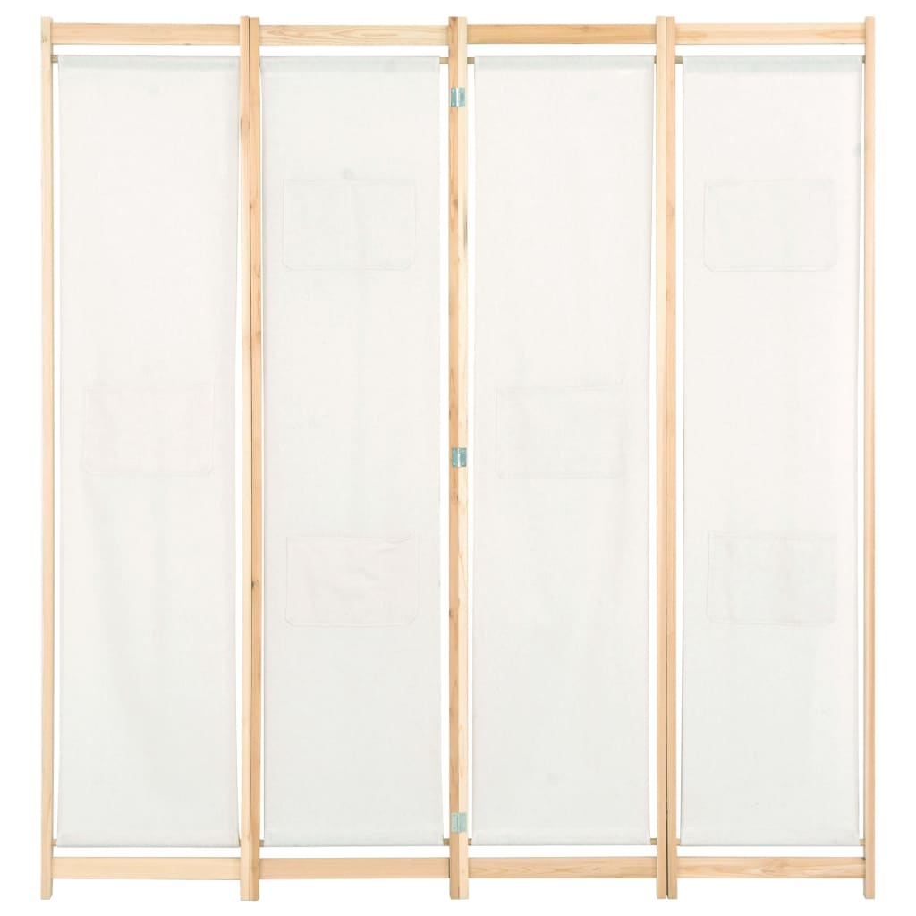Sobna pregrada s 4 panela od tkanine 160 x 170 x 4 cm krem