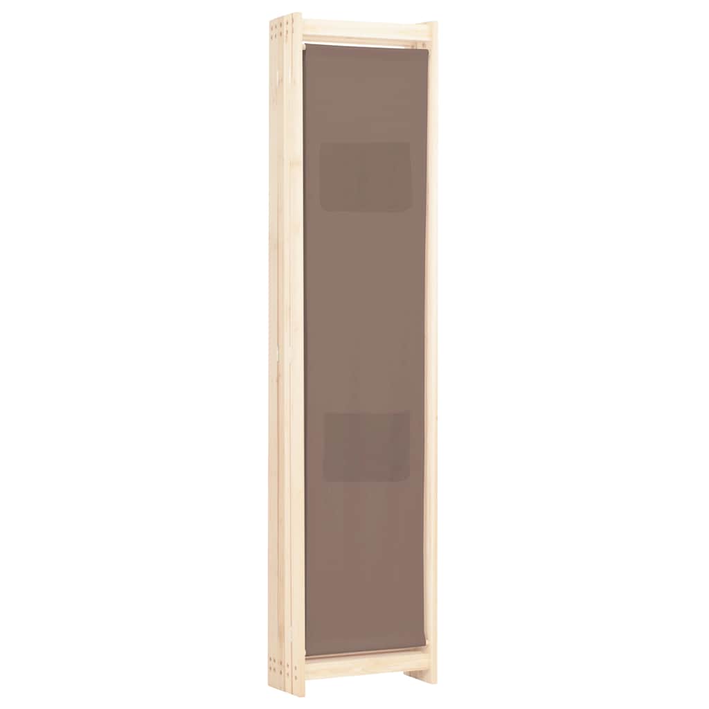 Sobna pregrada s 5 panela od tkanine 200 x 170 x 4 cm smeđa