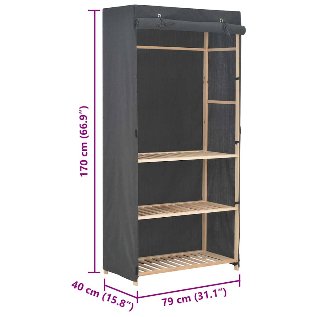 Ormar s 3 razine od tkanine 79 x 40 x 170 cm sivi