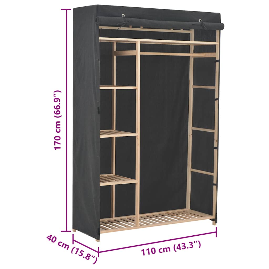 Ormar od tkanine 110 x 40 x 170 cm sivi