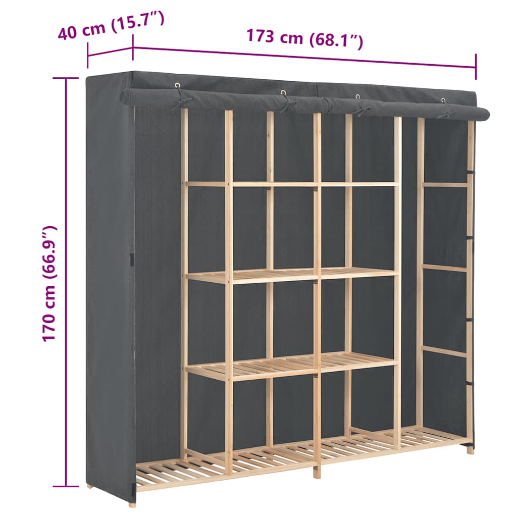 Ormar od tkanine sivi 173 x 40 x 170 cm