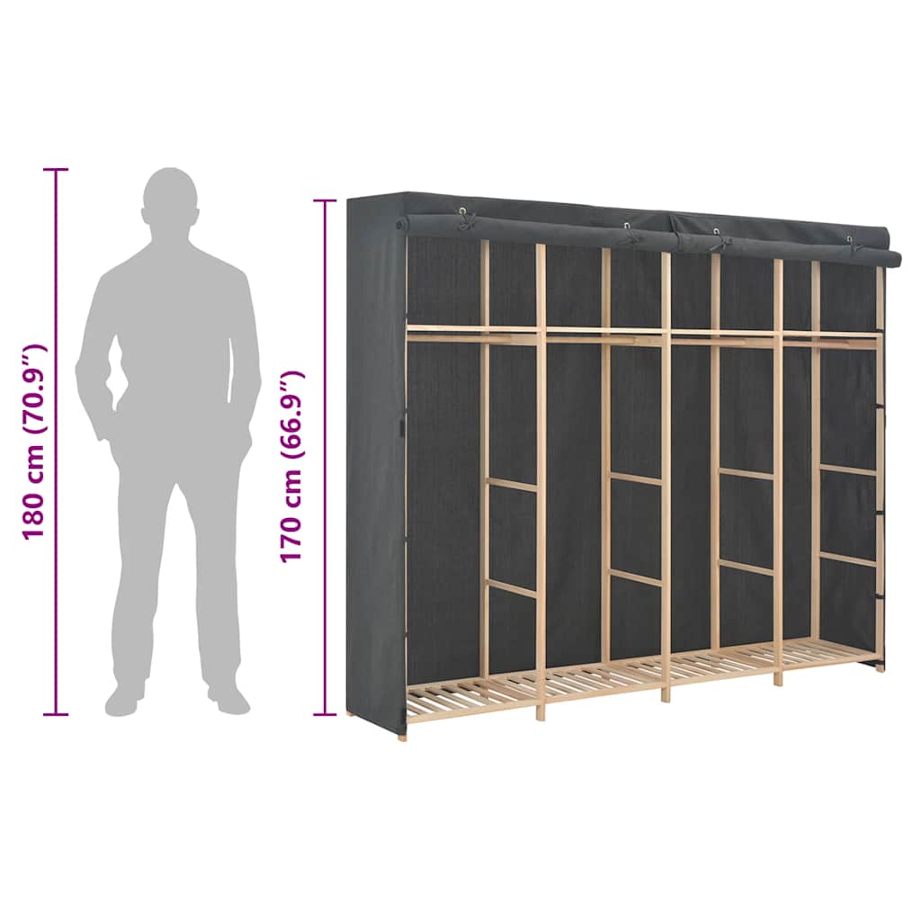 Ormar od tkanine sivi 200 x 40 x 170 cm
