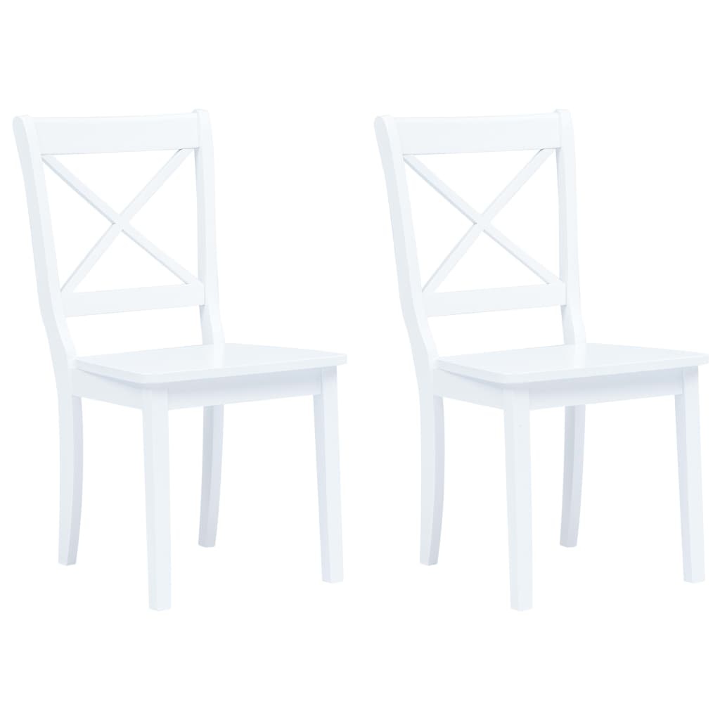 Blagovaonske stolice 2 kom bijele od masivnog drva kaučukovca