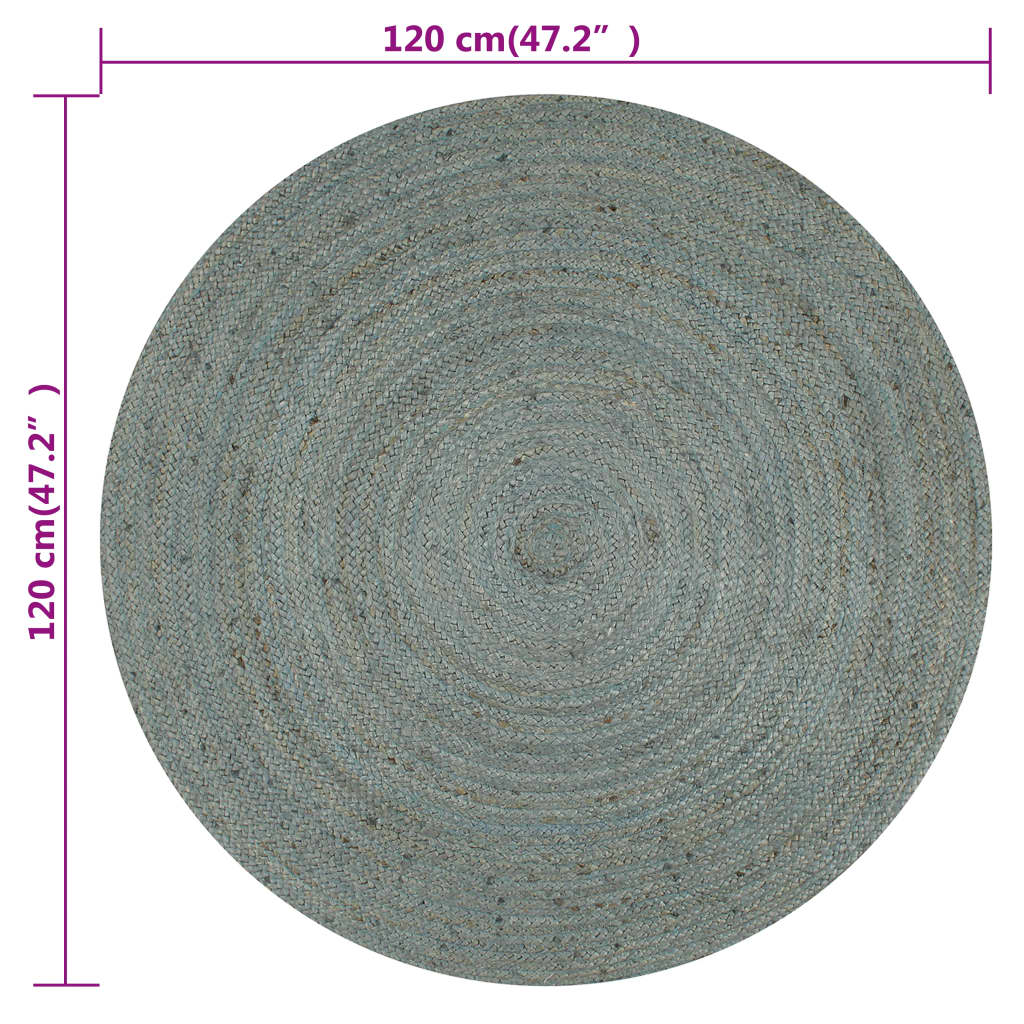 Ručno rađeni tepih od jute okrugli 120 cm maslinastozeleni