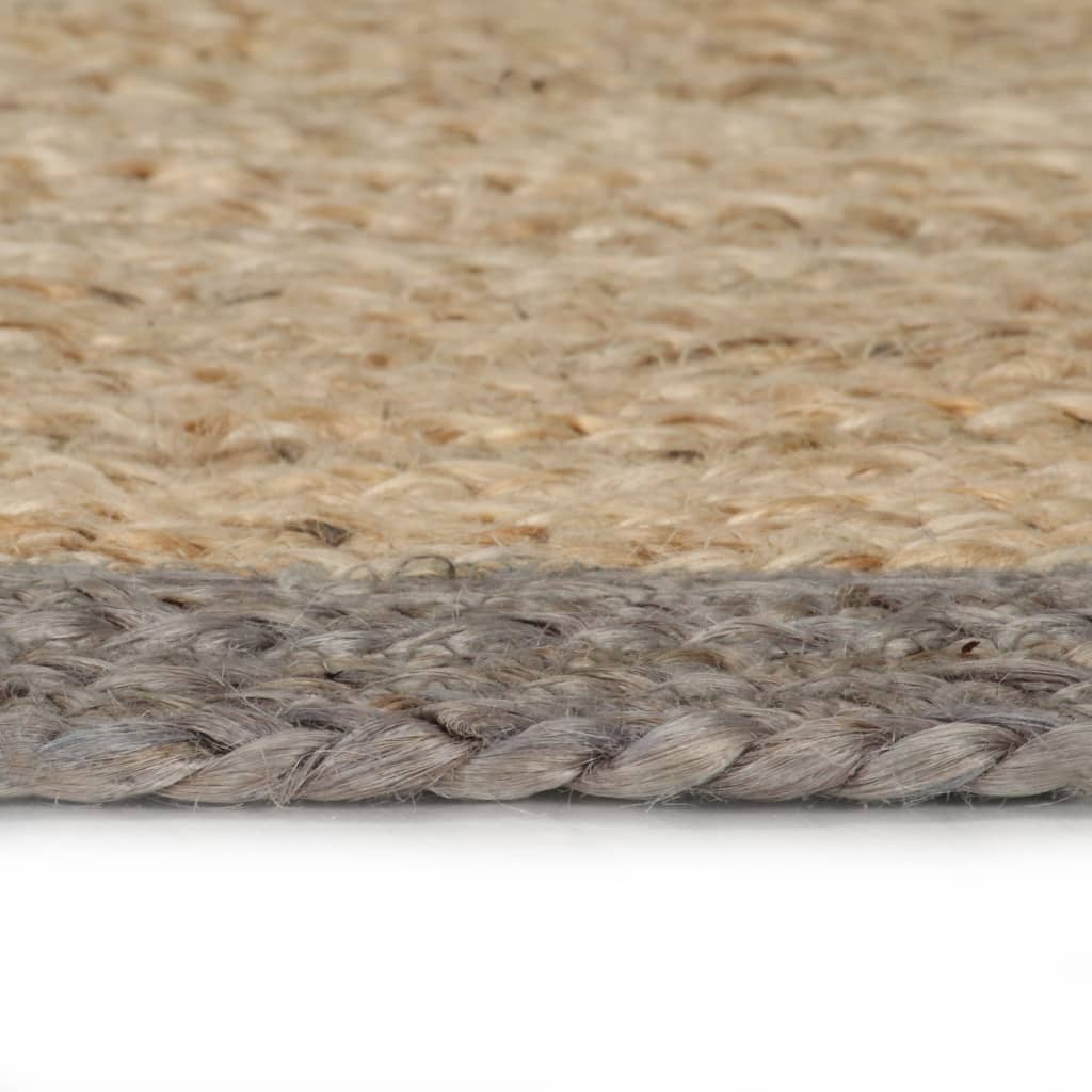 Ručno rađeni tepih od jute sa sivim rubom 120 cm