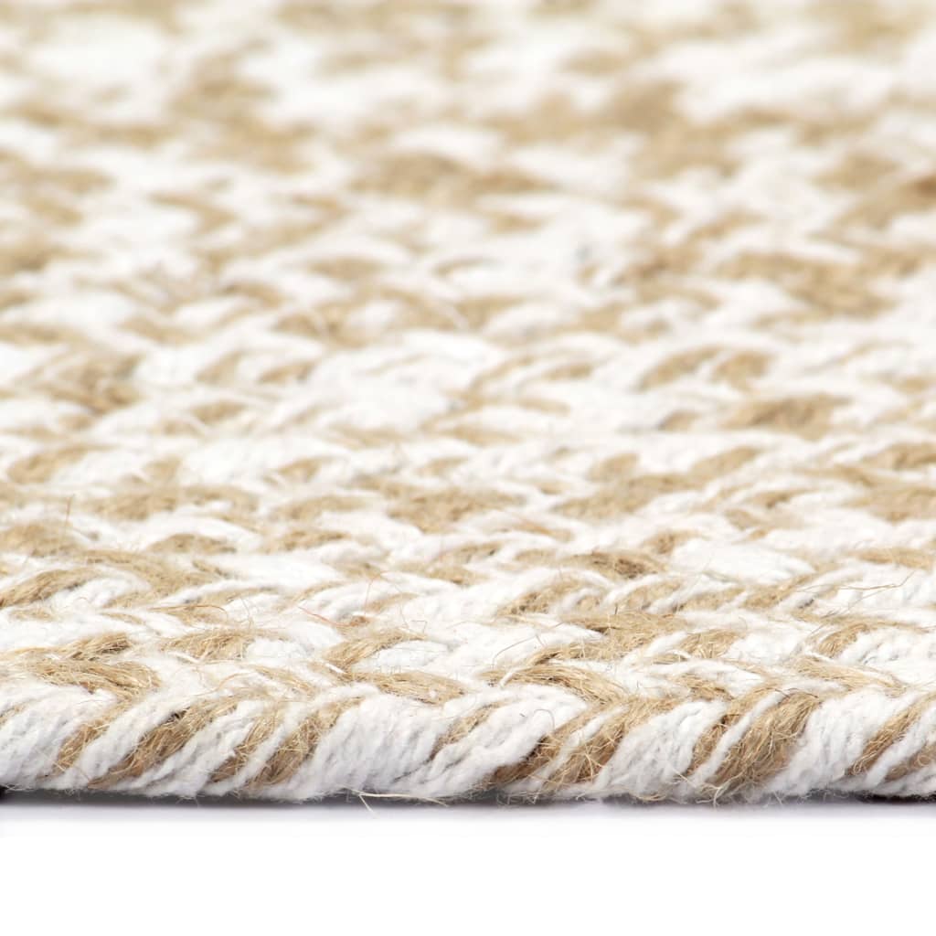 Ručno rađeni tepih od jute bijele i prirodne boje 120 cm
