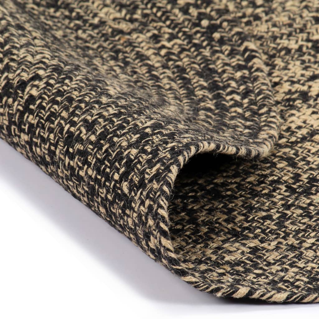 Ručno rađeni tepih od jute crne i prirodne boje 120 cm