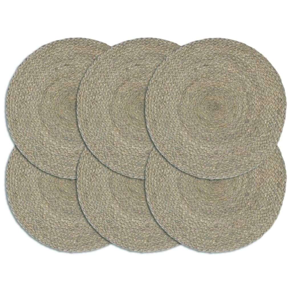 Podmetači 6 kom obični/sivi 38 cm okrugli od jute