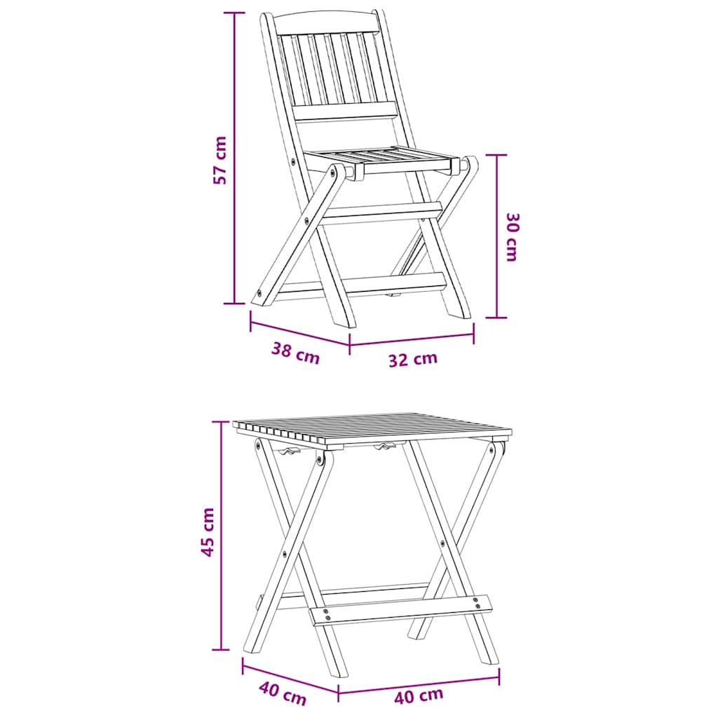 3-dijelni bistro set za djecu od masivnog drva eukaliptusa