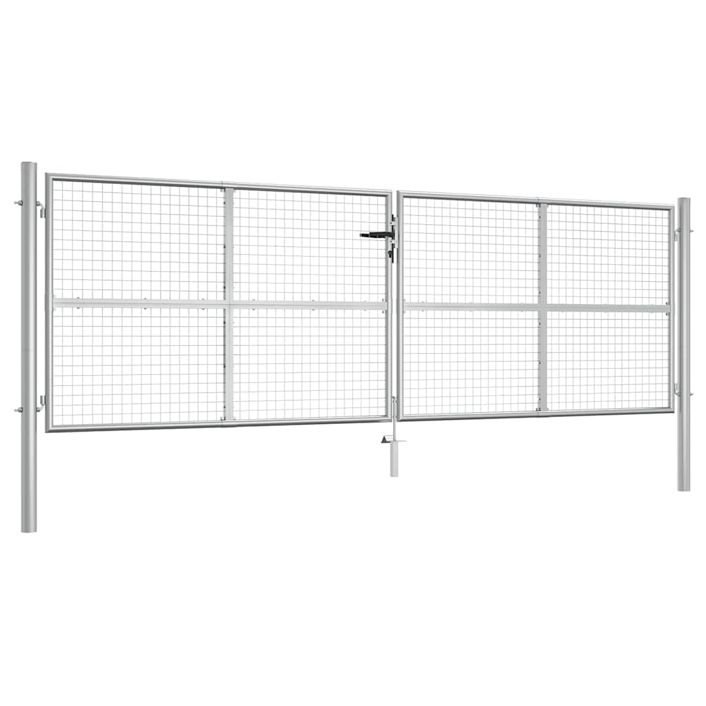 Vrtna vrata od pocinčanog čelika 400x125 cm srebrne boje