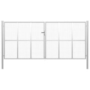 Vrtna vrata od pocinčanog čelika 400x175 cm srebrne boje