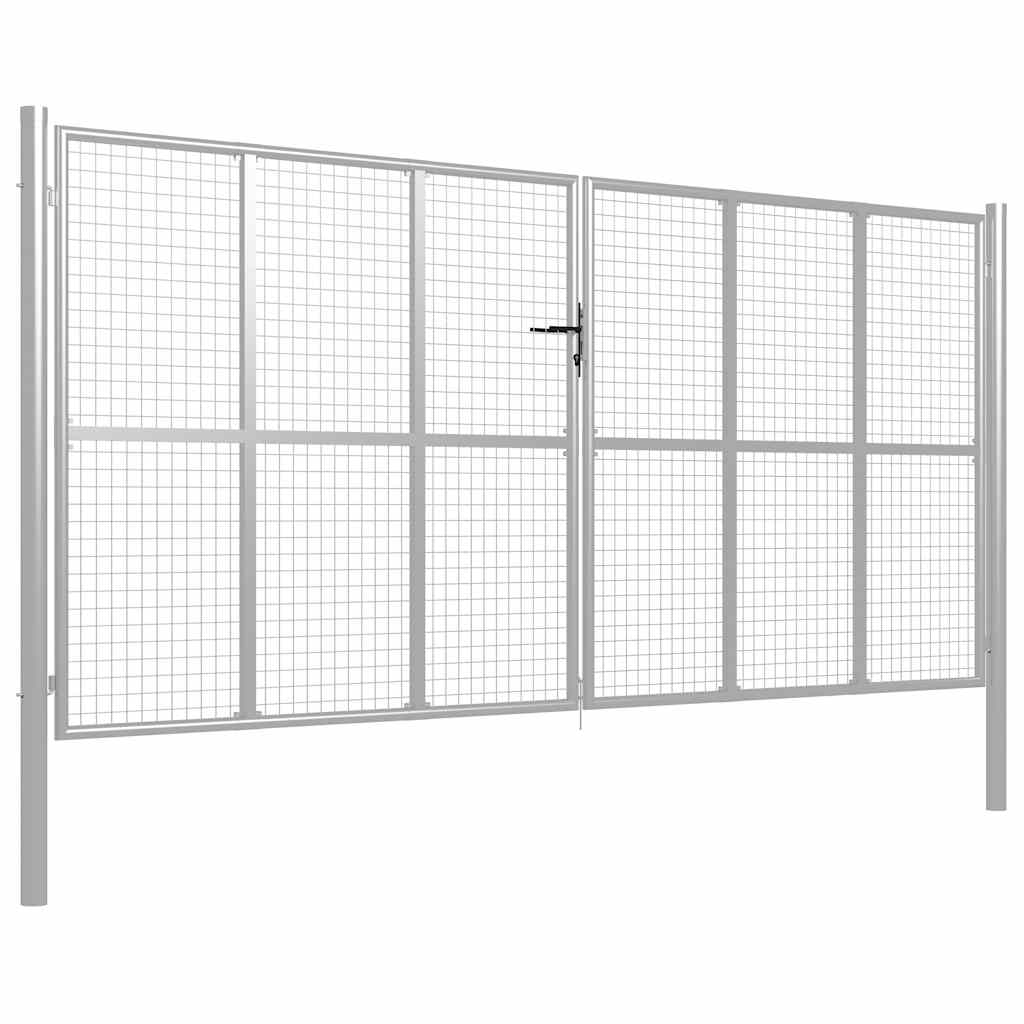 Vrtna vrata od pocinčanog čelika 400x200 cm srebrne boje