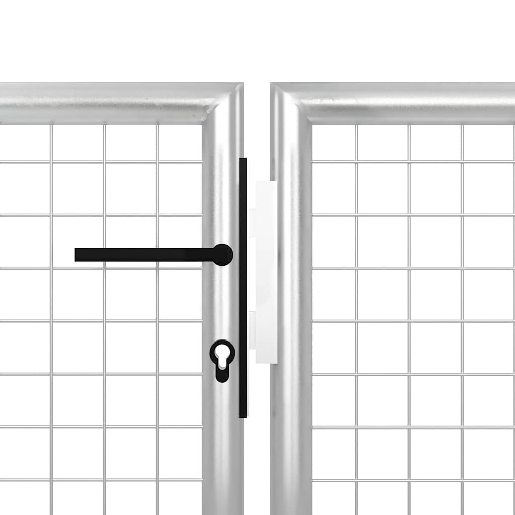 Vrtna vrata čelična 350 x 150 cm srebrna