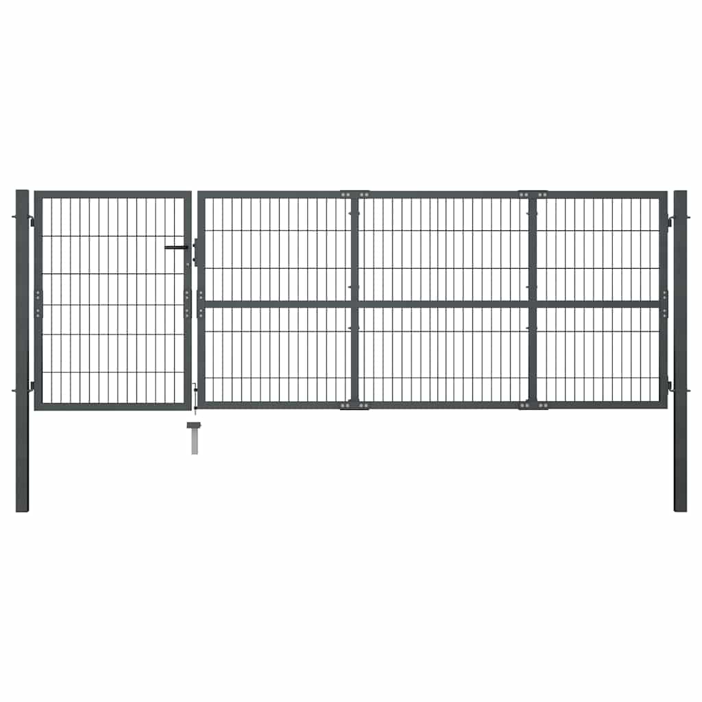 Vrtna vrata sa stupovima Čelik 350x100 cm Antracit