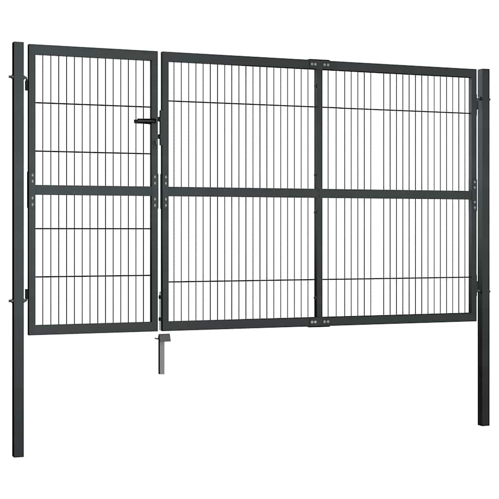Vrtna vrata sa stupovima čelična 350 x 140 cm antracit