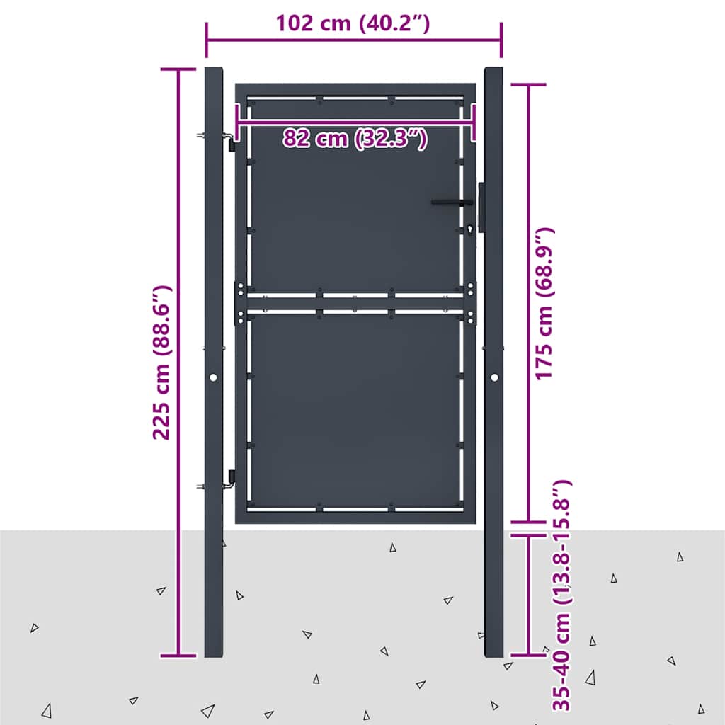 Vrtna vrata Čelik 100x175 cm Antracit