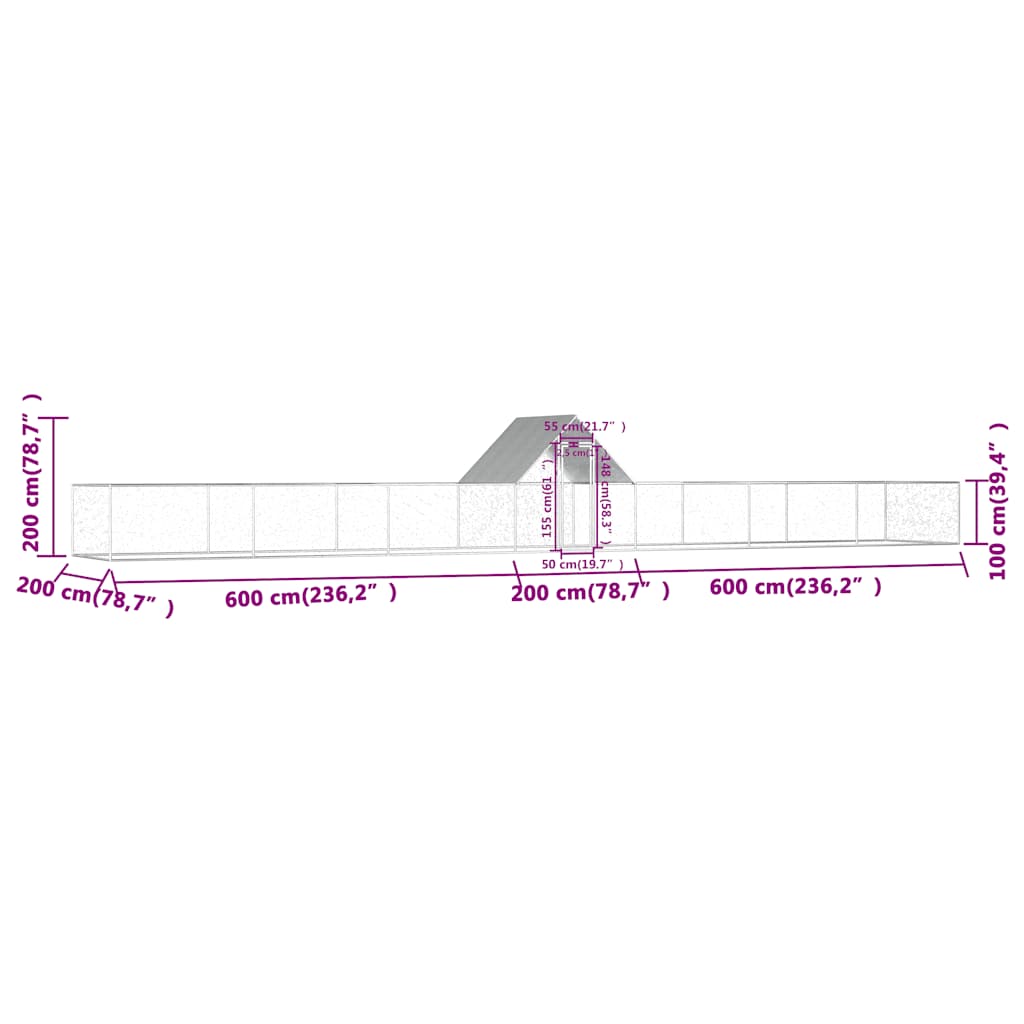 Kokošinjac od pocinčanog čelika 14 x 2 x 2 m