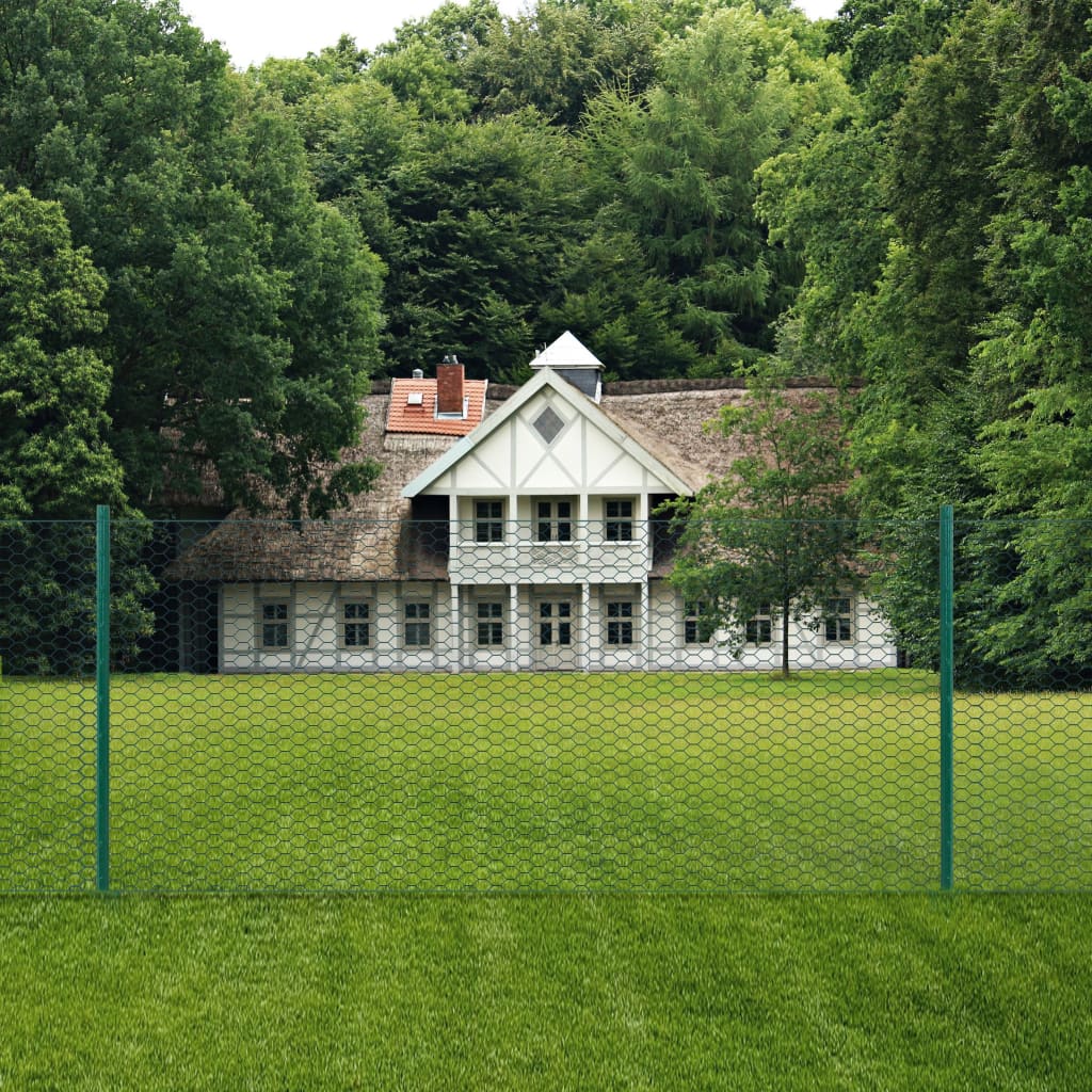 Ograda od žičane mreže sa stupovima čelična 25 x 0,75 m zelena