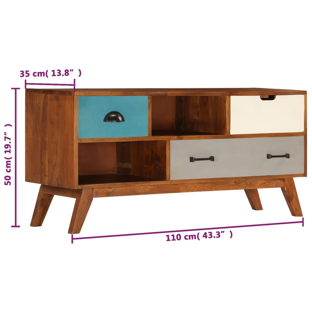 TV ormarić s 3 ladice od masivnog bagremovog drva 110x35x50 cm