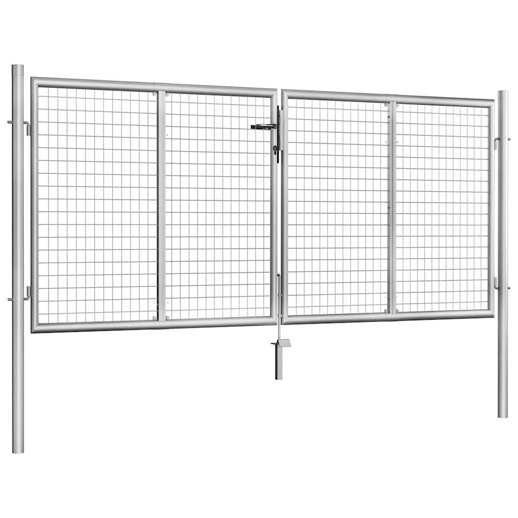 Vrtna vrata od pocinčanog čelika 300x100 cm srebrne boje