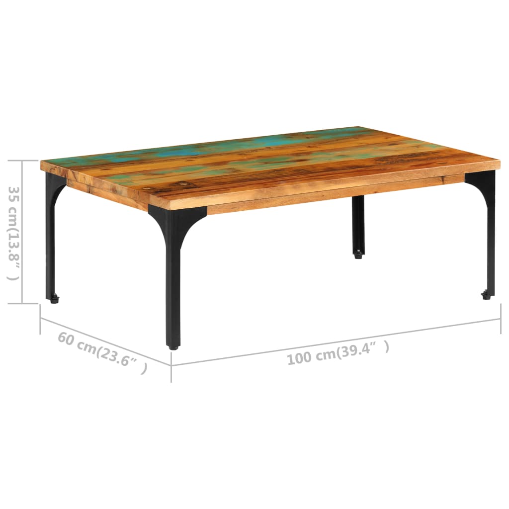 Stolić za kavu od masivnog obnovljenog drva 100 x 60 x 35 cm