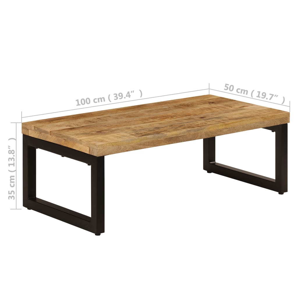 Stolić za kavu 100 x 50 x 35 cm od masivnog drva manga i čelika